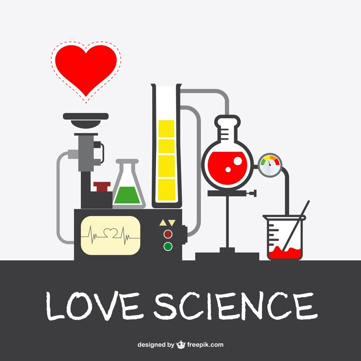 Vetor grátis ciência do amor vector set laboratório