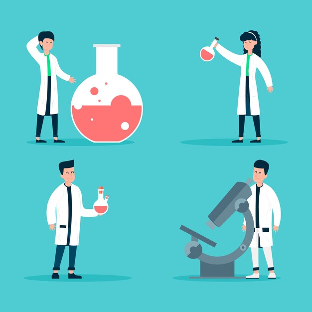 Cientistas que trabalham coleção ilustrada