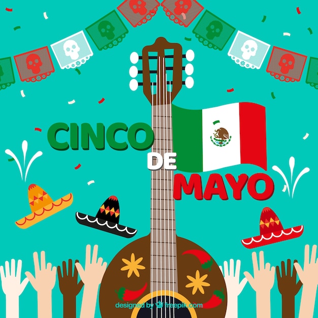 Cinco de mayo fundo com guitarra