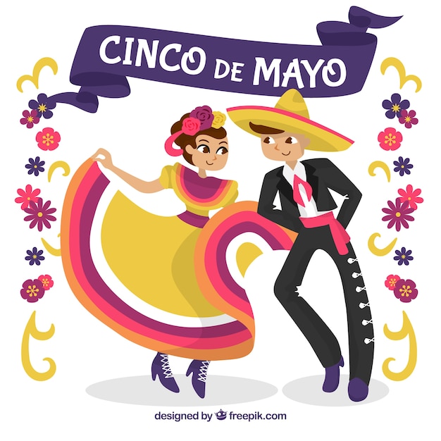 Cinco de mayo fundo com pessoas dançando