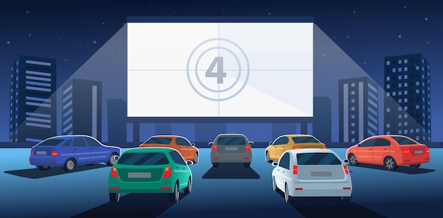 Cinema para carros com tela branca drivein cinema theater