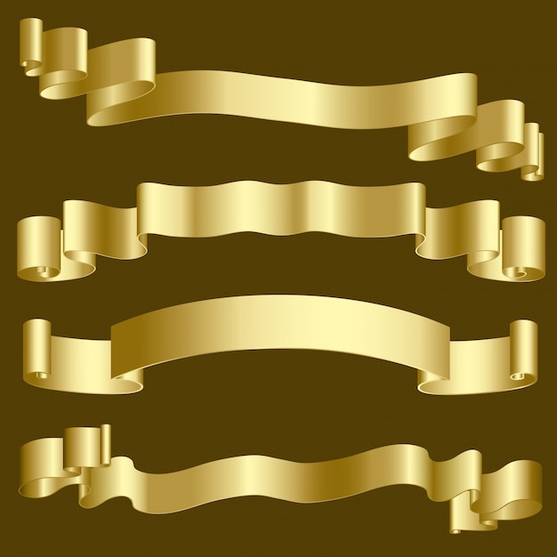 Vetor grátis cintas e faixas de ouro metálicas