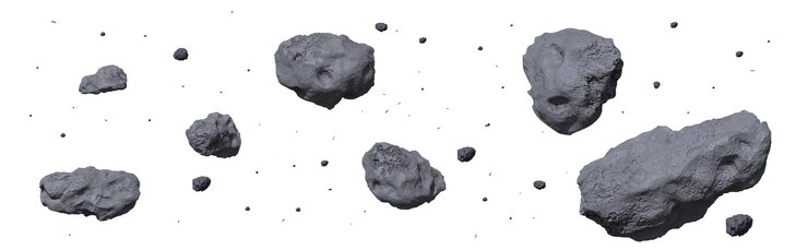 Vetor grátis cinturão de asteróides de pedra meteoro ou rocha espacial voadora