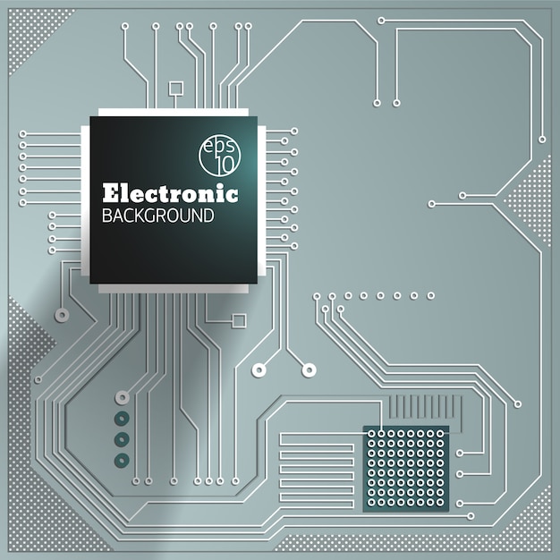 Circuito de computador em fundo cinza Ilustração