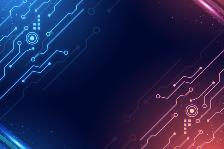 Vetor grátis circuitos com fundo digital gradiente azul e vermelho