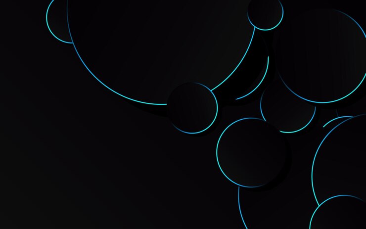 Vetor grátis círculo azul abstrato na tecnologia de fundo preto