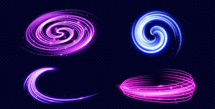 Vetor grátis círculo claro e elementos de néon giratórios com swoosh