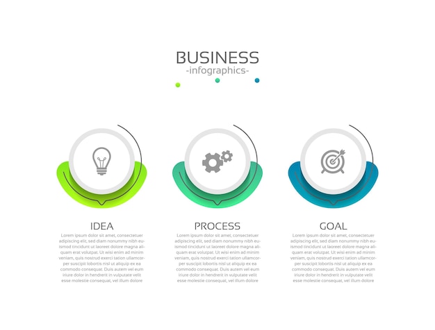 Círculo de modelo de infográfico de negócios colorido com três etapas