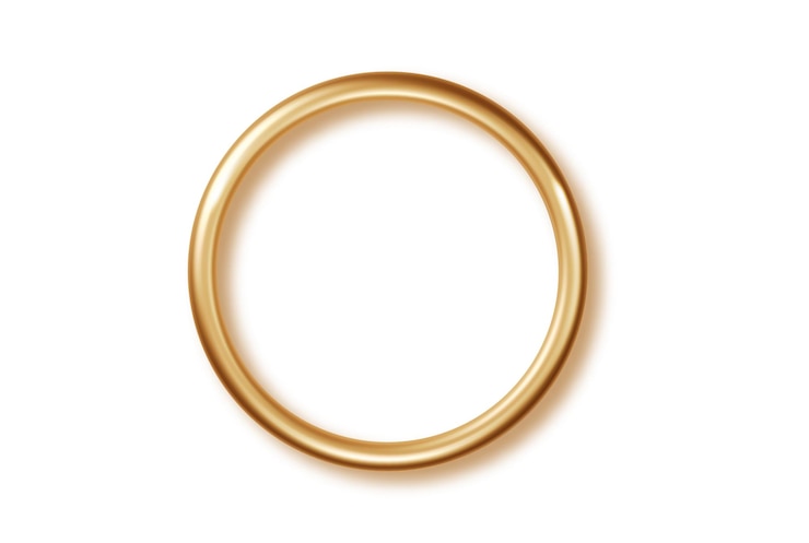 Vetor grátis círculo de ouro com sombras em fundo transparente anel de metal dourado com efeito de iluminação e reflexão