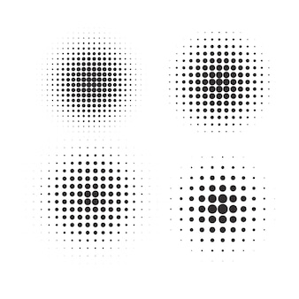 Círculos de meio-tom, textura de padrão de ponto de meio-tom em fundo branco, formato vetorial