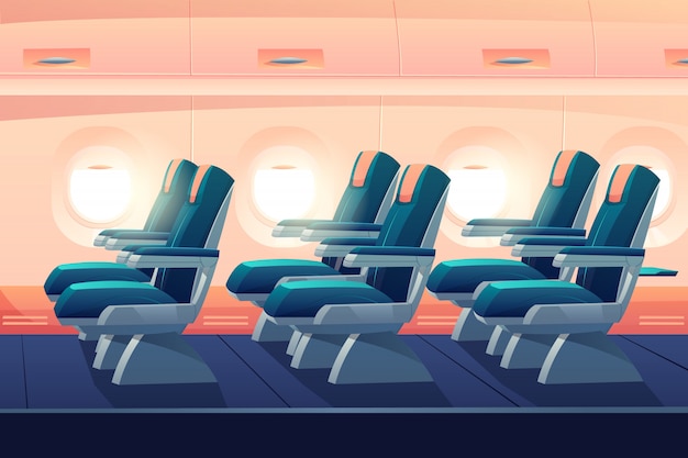 Classe econômica de avião com assentos
