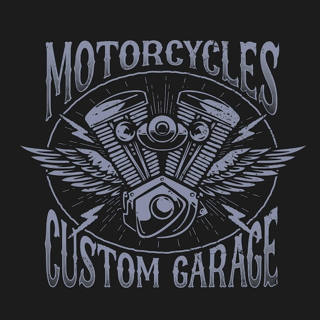 Vetor grátis clássico logotipo retrô vintage da motocicleta