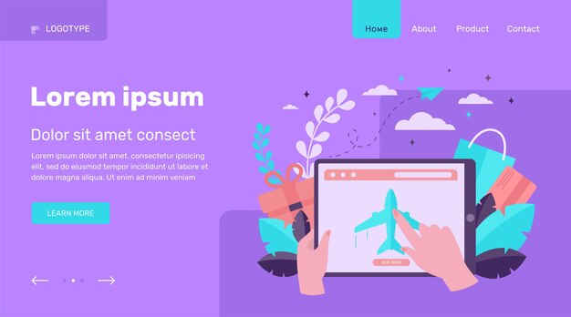 Vetor grátis cliente que compra passagens aéreas online.