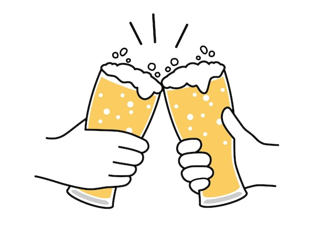 Clipart de brinde de cerveja vetorial fácil de usar isolado em um fundo branco