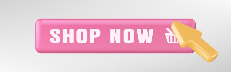 Vetor grátis clique 3d no botão comprar agora na loja online banner da web para comprar e ícone do cursor cursor de seta e botão no site da internet isolado em ilustração vetorial de fundo transparente