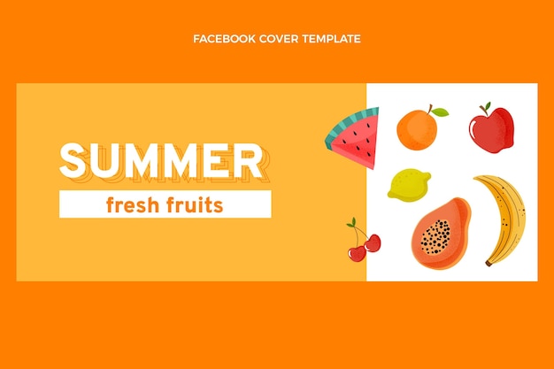 Vetor grátis cobertura de facebook de frutas planas saudáveis
