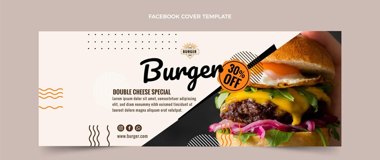 Vetor grátis cobertura para facebook de hambúrguer raso
