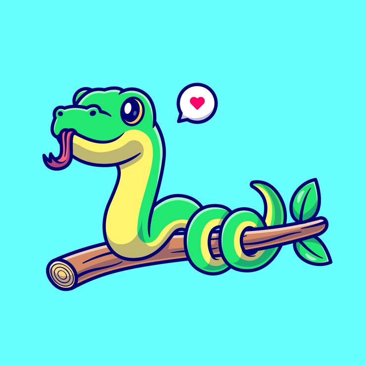 Vetor grátis cobra bonito na ilustração do ícone do vetor dos desenhos animados do ramo. conceito de ícone de natureza animal isolado de vetor premium. estilo de desenho animado plano