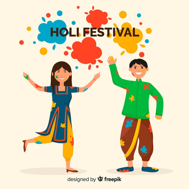 Cobrança, pessoas, desfrutando, holi, festival