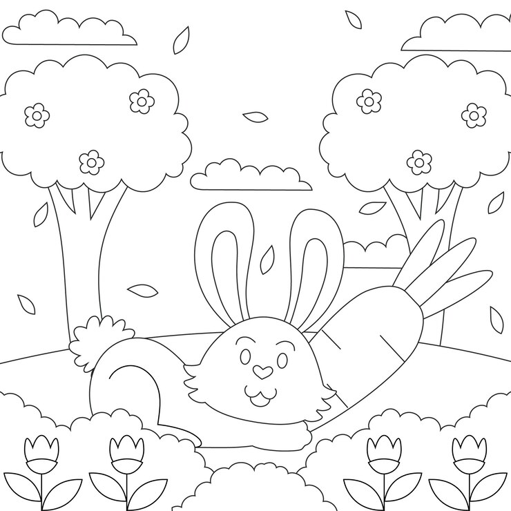 Vetor grátis coelho desenhado à mão ilustração de livro para colorir