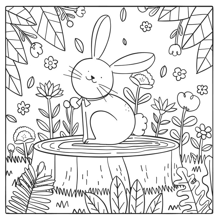 Vetor grátis coelho desenhado à mão ilustração de livro para colorir