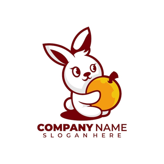 Vetor grátis coelho e logotipo mascote laranja