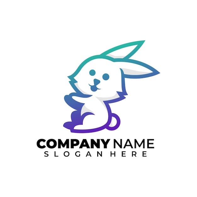 Vetor grátis coelho lineart logotipo colorido