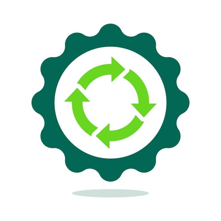Vetor grátis cog com sinal de reciclagem