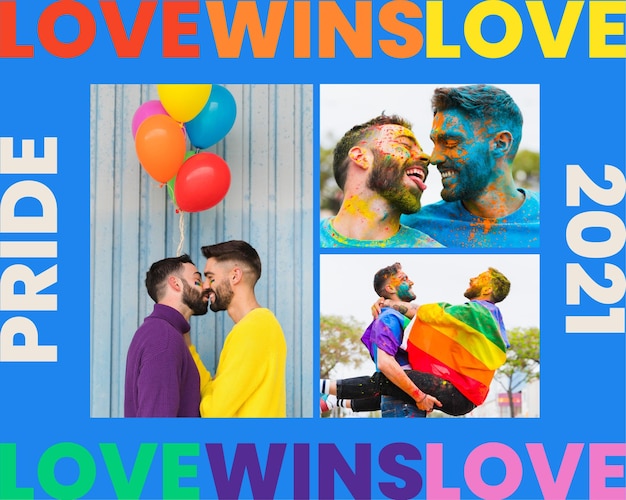 Colagem criativa de fotos coloridas lgbt amor