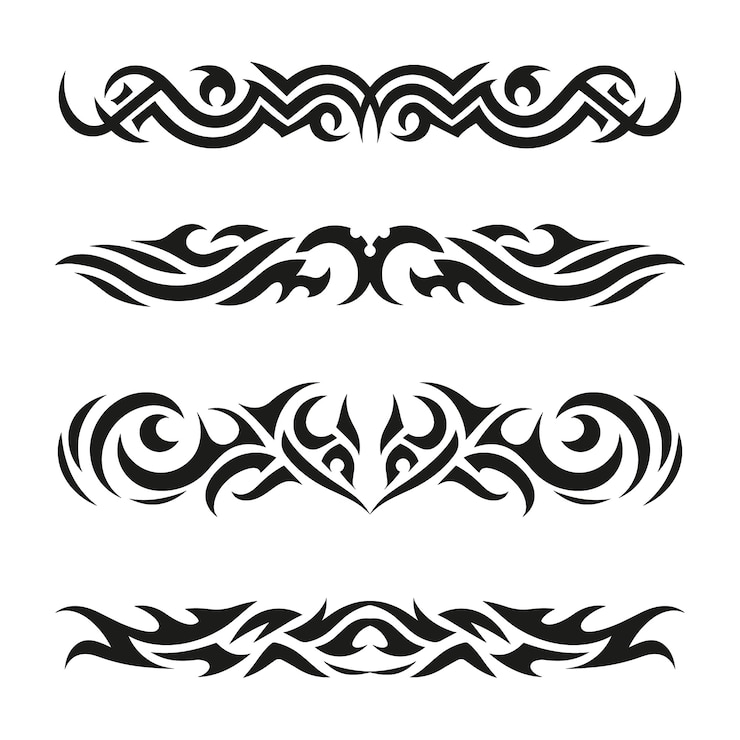 Vetor grátis cole??o de bordas planas de tatuagens tribais