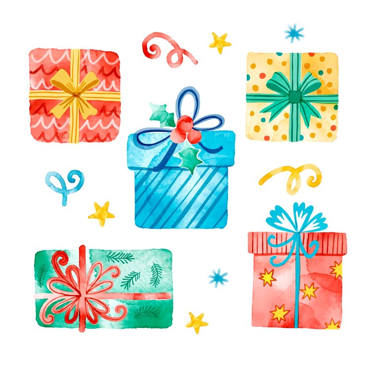 Vetor grátis coleção aquarela de presente de natal
