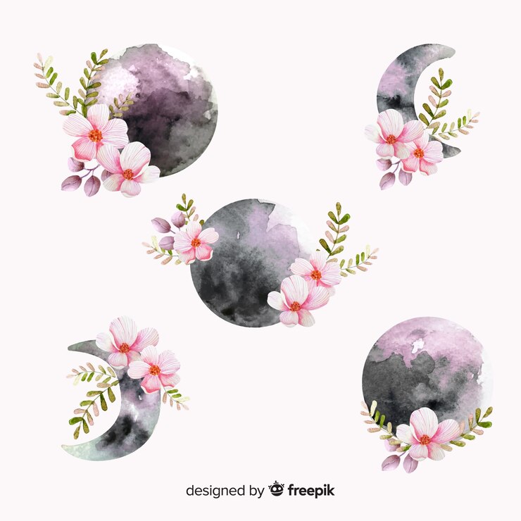 Vetor grátis coleção aquarela lua em tons de violeta