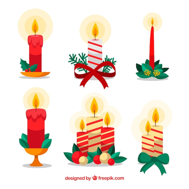 Vetor grátis coleção bonita de velas de natal