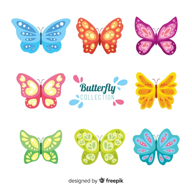 Vetor grátis coleção borboleta colorida