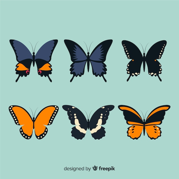 Vetor grátis coleção borboleta plana