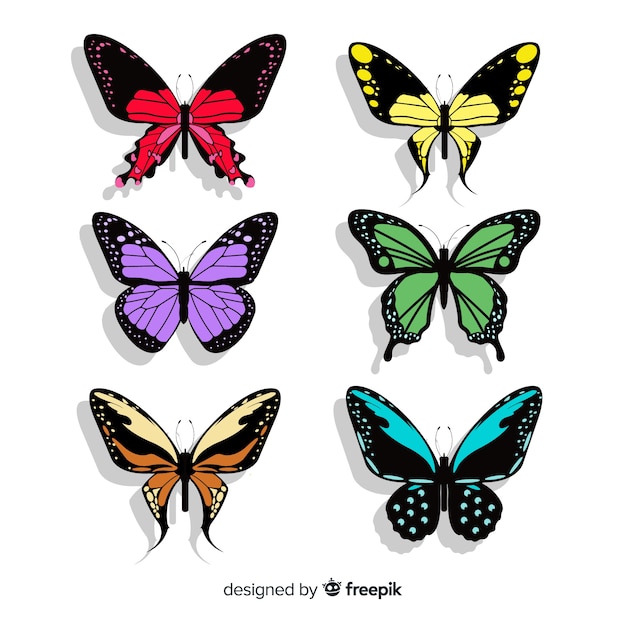 Vetor grátis coleção borboleta plana