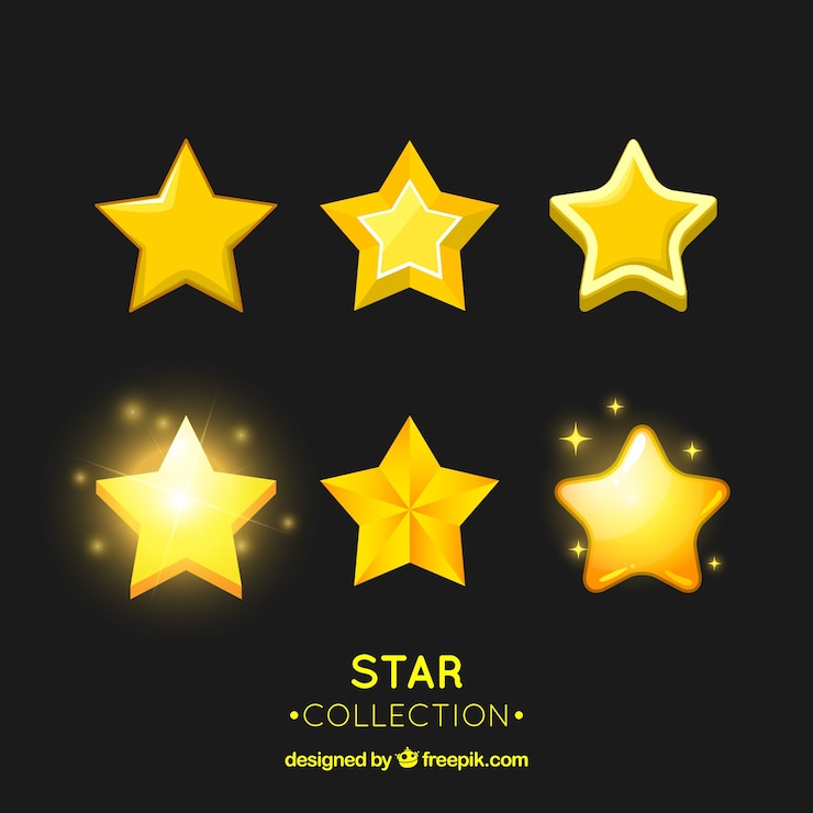 Vetor grátis coleção brilhante de seis estrelas