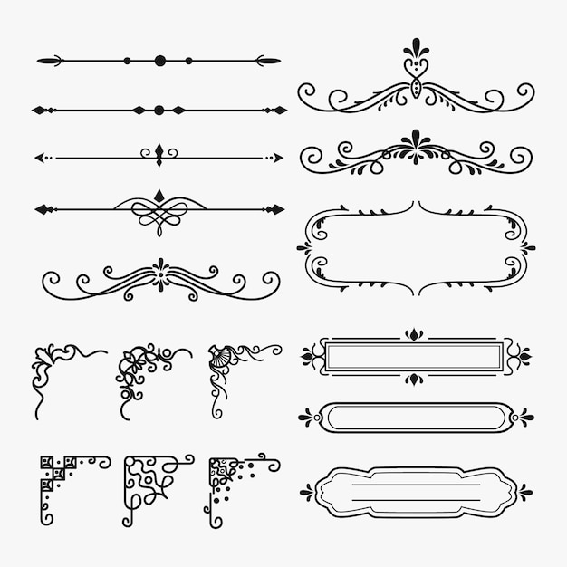 Vetor grátis coleção caligráfica de elementos ornamentais