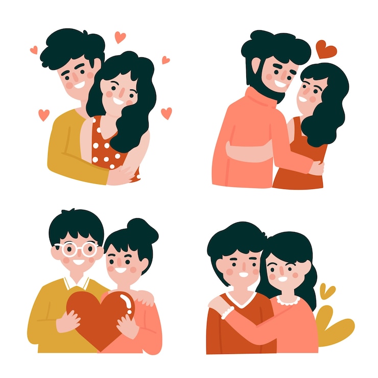Vetor grátis coleção casal dia dos namorados