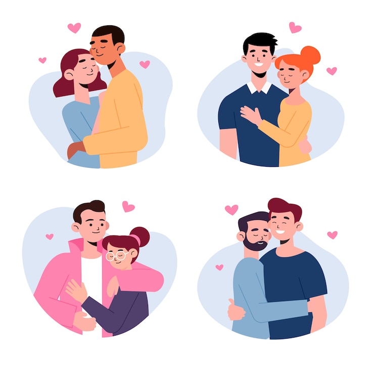 Vetor grátis coleção casal dia dos namorados