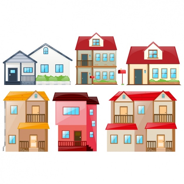 Vetor grátis coleção casas colorido