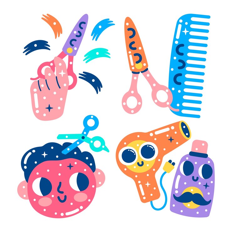 Vetor grátis coleção chamativa de adesivos de barbearia