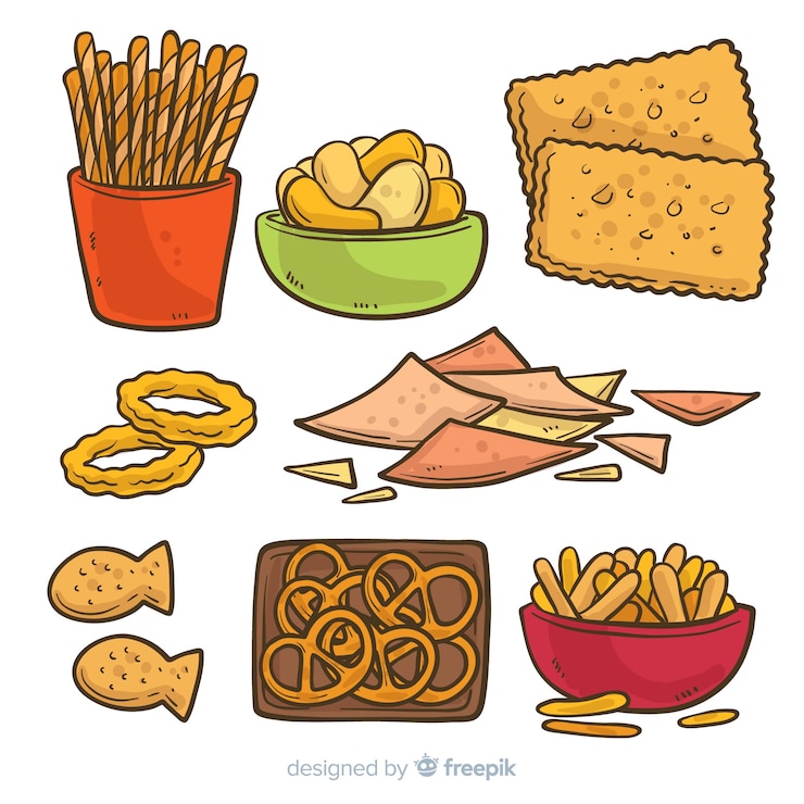 Vetor grátis coleção clássica de lanches desenhados à mão