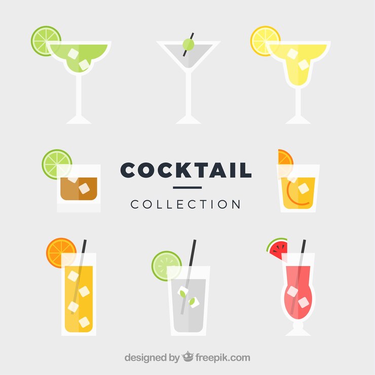 Vetor grátis coleção cocktail colorida com design plano