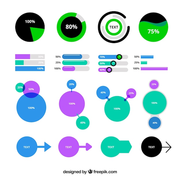 Vetor grátis coleção colorida de elementos infográficos em estilo plano