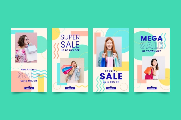 Coleção colorida de postagem do instagram de venda