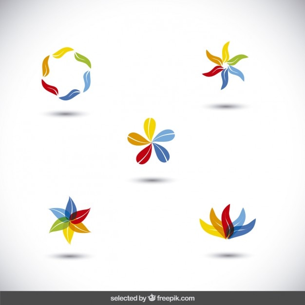 Vetor grátis coleção colorida logos feito com folhas