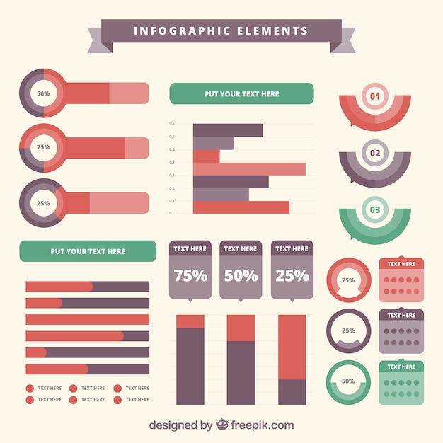 Vetor grátis coleção com variedade de gráficos por infografia