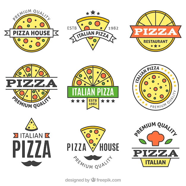 Vetor grátis coleção completa de logotipo de pizza