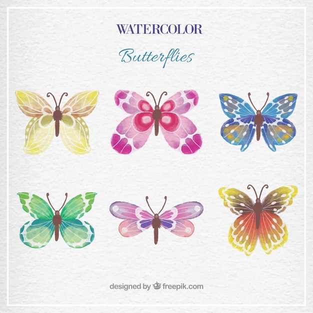 Vetor grátis coleção da borboleta aguarela